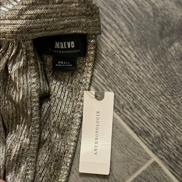 Anthropologie Maeve Metallic Silver Skirt - Picture 4 of 9